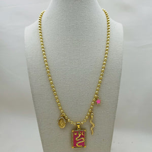 Pink Snake Amulets Necklace
