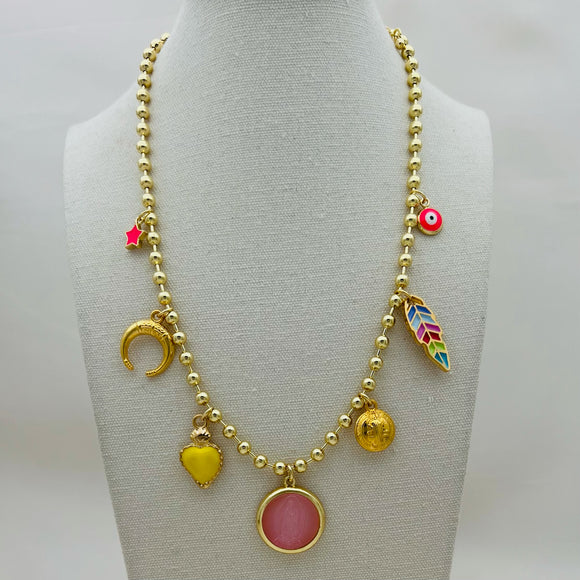 Penelope Pink Amulets Necklace