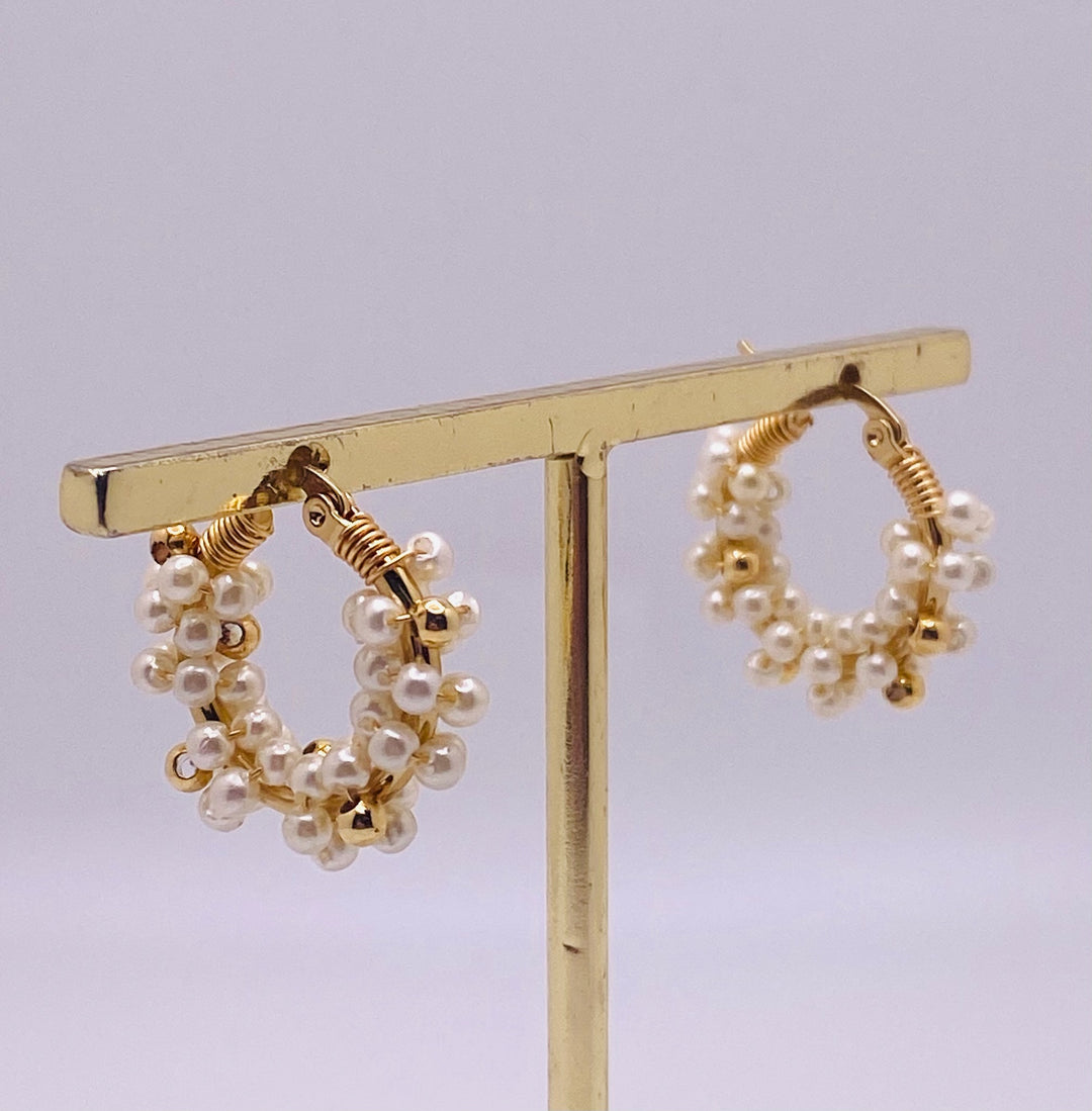 Pearl Gold Hoops Mini