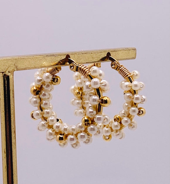 Pearl Gold Hoops S