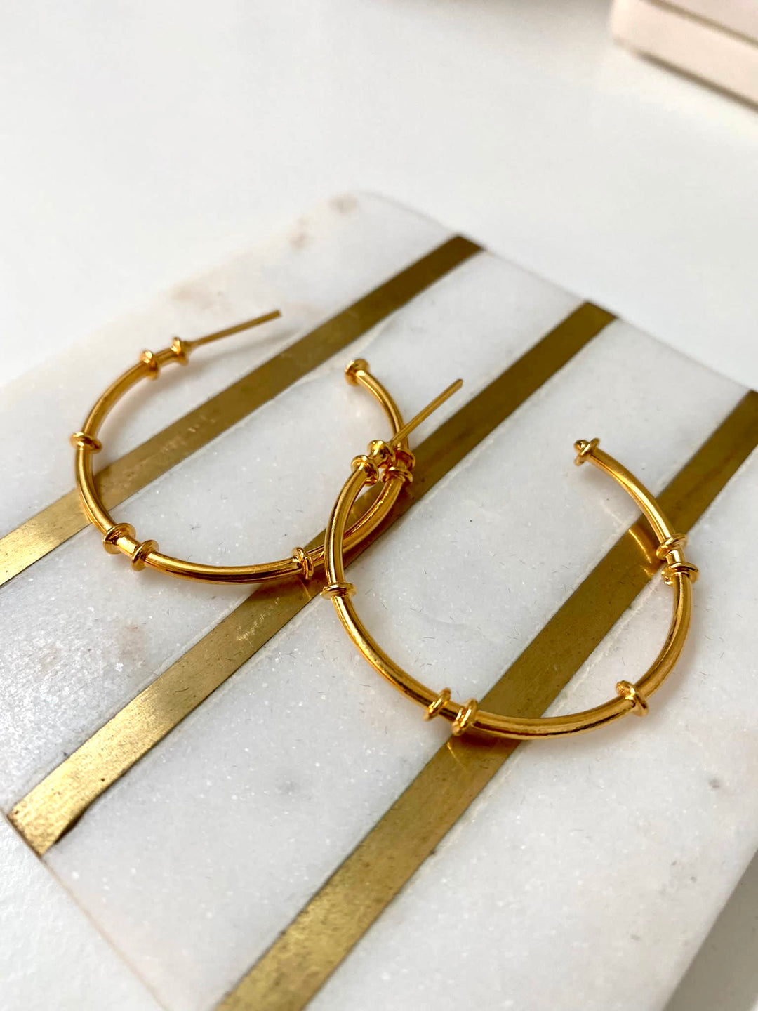 Lines Gold Hoops Earrings