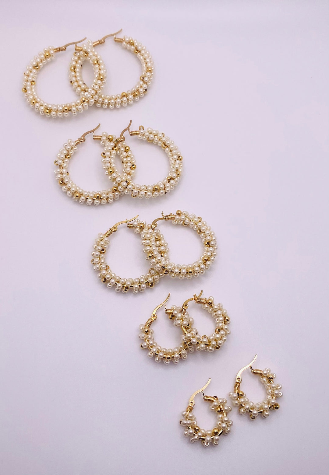 Pearl Gold Hoops M