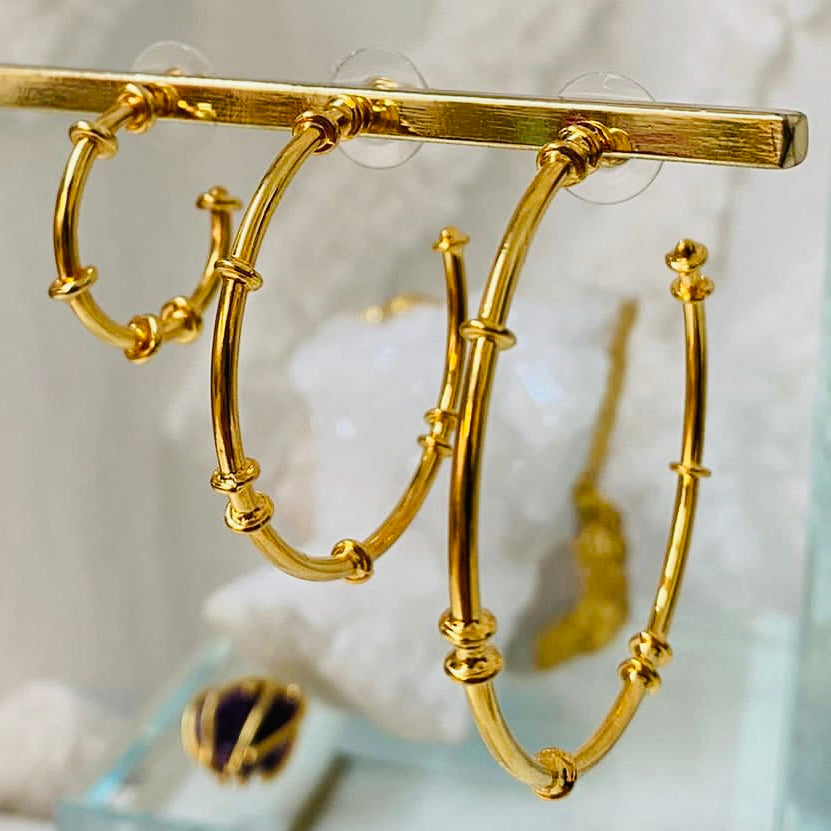 Lines Gold Hoops Earrings