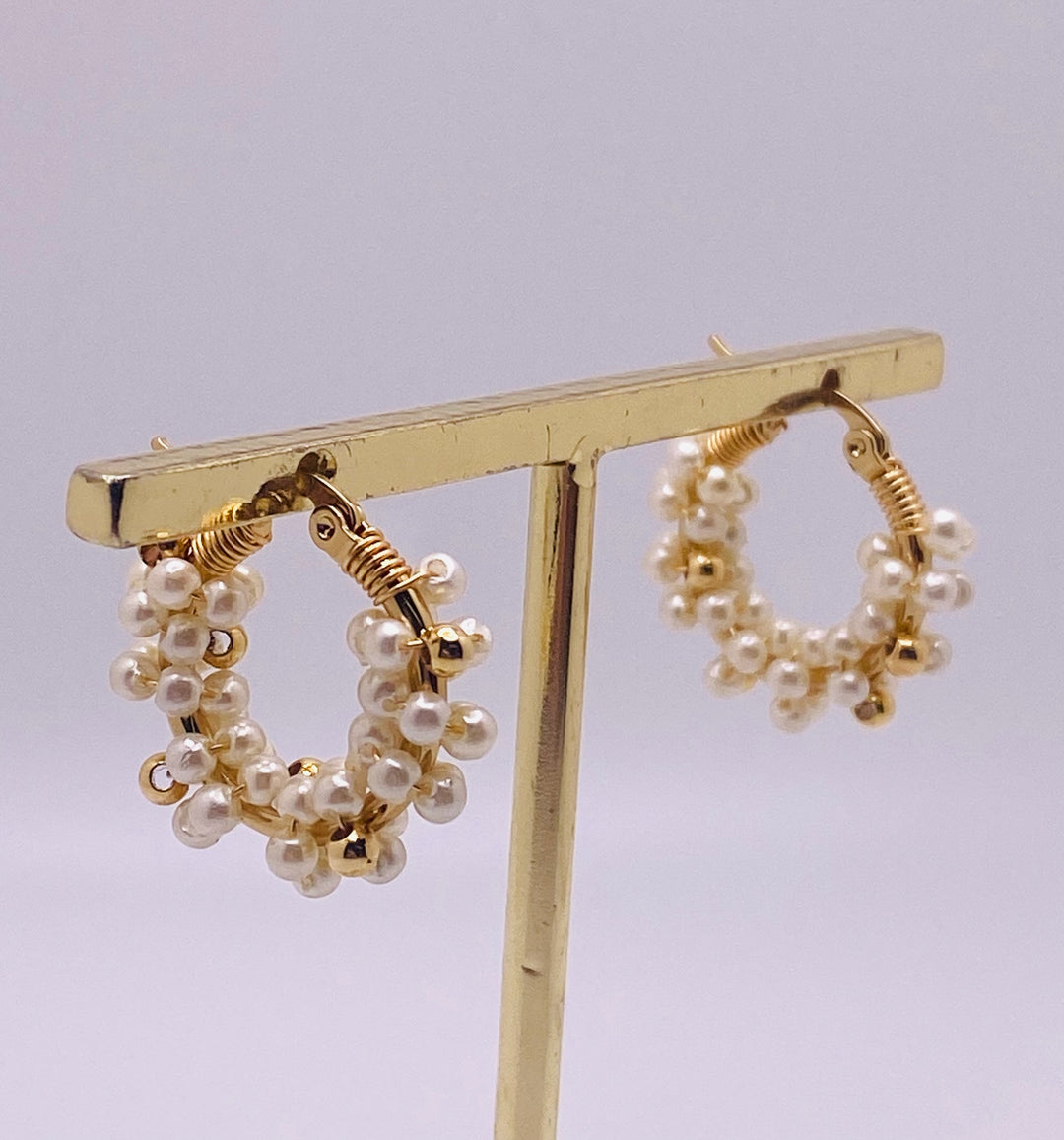 Pearl Gold Hoops Mini