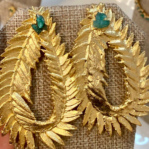 Rustic Leaf Esmeralda Earrings