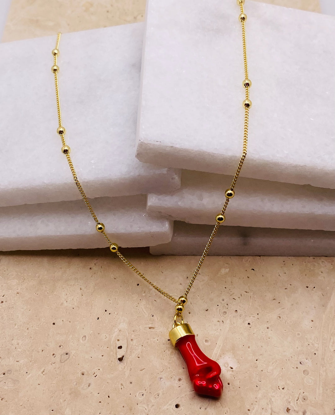 Red Hand Necklace