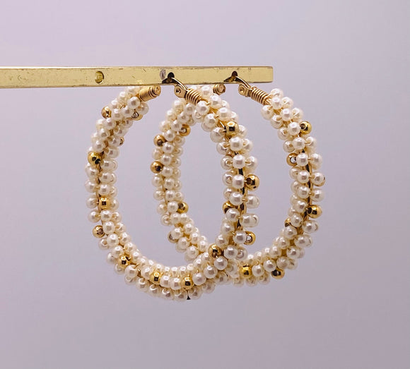 Pearl Gold Hoops  XL